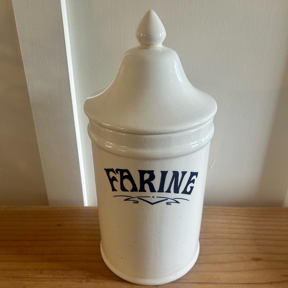 Vintage Howard Kaplan French Country FARINE Jar Canister Flour Ceramic